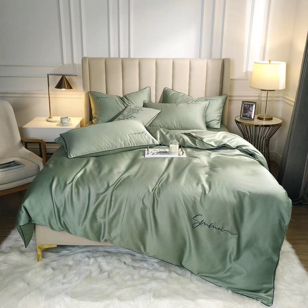 Bộ chăn ga gối lụa sunoi EMMIBEDDING STORE các mẫu 1 màu