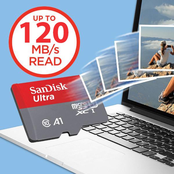 Thẻ nhớ MicroSDXC SanDisk Ultra A1 32GB / 64GB / 128GB / 200GB 800x U1 120MB/s - Không Adapter (Xám) - New Model | BigBuy360 - bigbuy360.vn