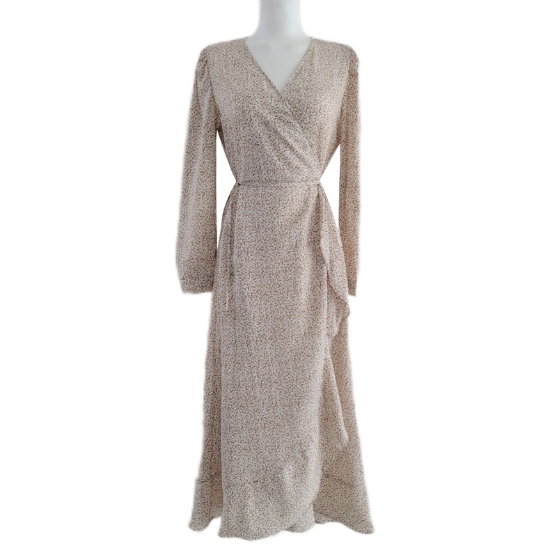 Đầm Maxi Chiffon Cổ V Tay Dài In Họa Tiết Hoa Thời Trang Mùa Hè Xinh Xắn Cho Nữ