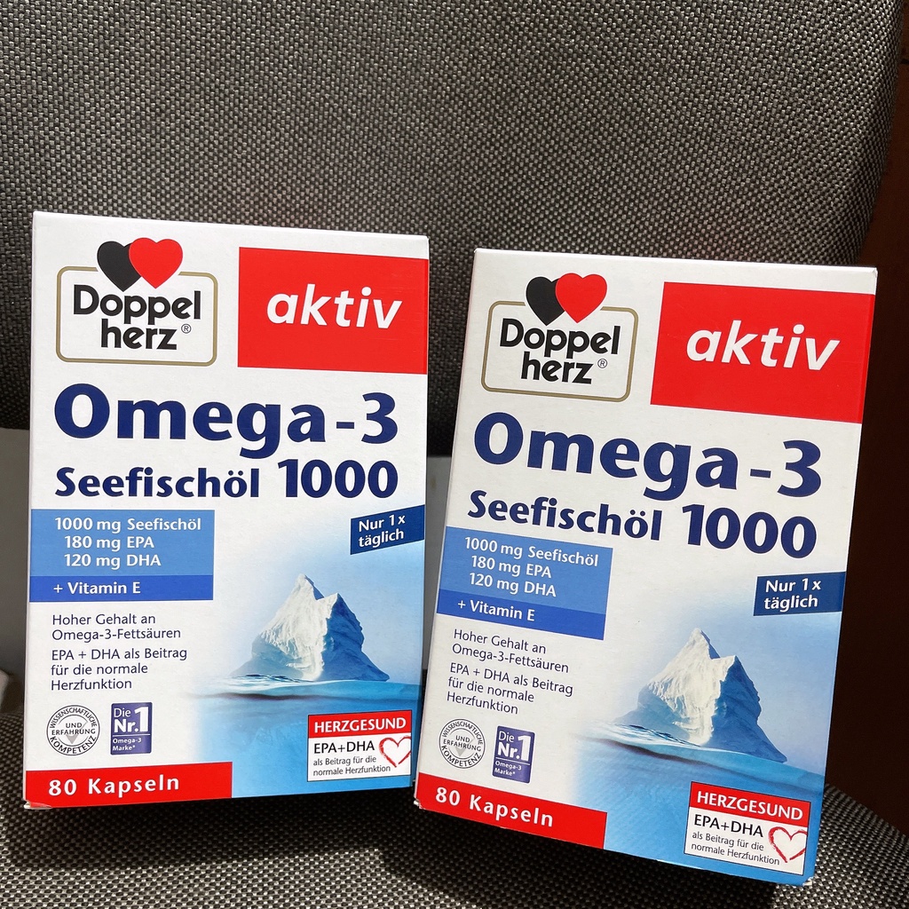 Viên dầu cá biển Omega 3 DHA EPA - Aktiv Omega 1000mg - DoppelHerz hộp 80 viên Đức