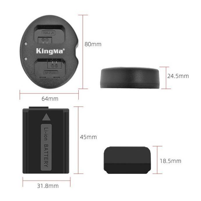 Combo 2 pin 1 sạc đôi Kingma NP-FW50