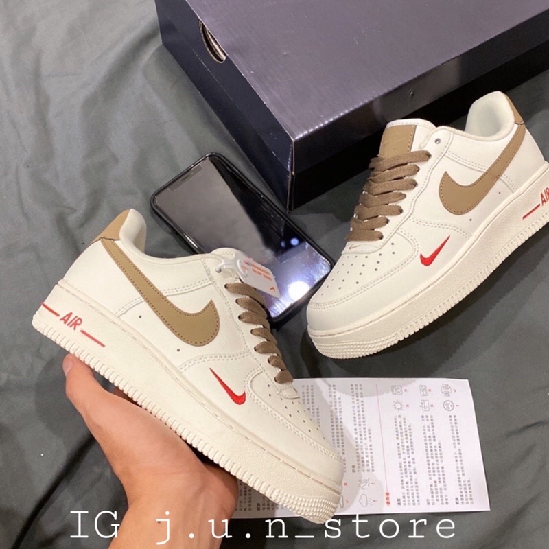 GIÀY AF1 TRẮNG VẠCH NÂU 1:1 SC [ FULL BOX + FREE SHIP ]