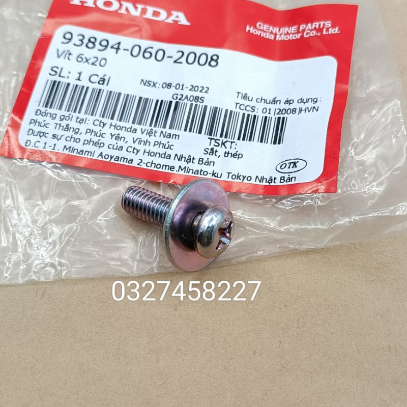 Ốc, vít bắt hộp nhựa đựng bình ắc quy DREAM, WAVE, FUTURE zin honda, vít 6x20