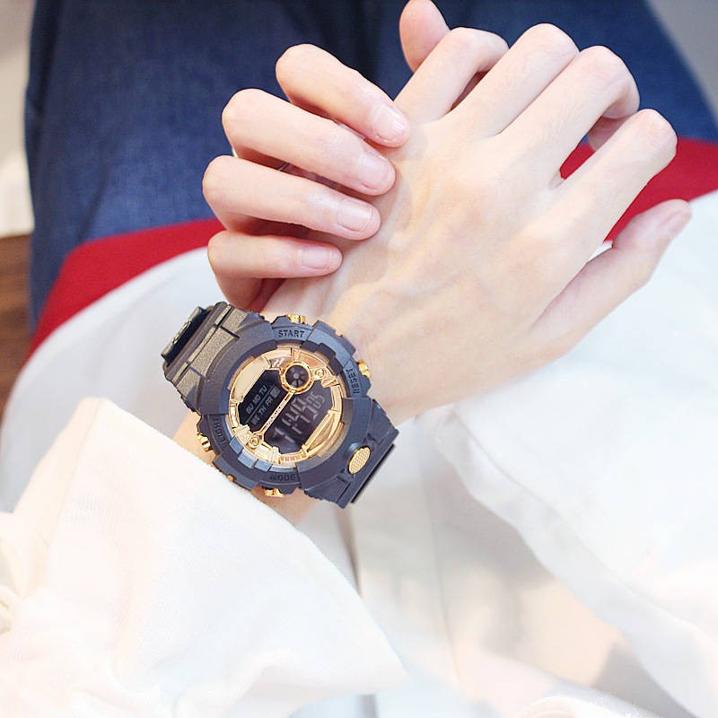 tử hồ Đồng hồ đeo tay điện tử kỳ lân Nữ sinh phiên bản Hàn Quốc của nước dùng đơn giản Trà xanh Nữ sinh trung học đa