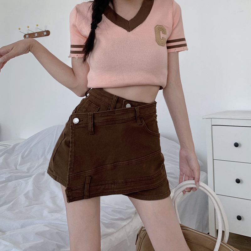 Quần short SUXI dáng chữ A lưng cao ống rộng màu trơn thời trang mùa hè cho nữ