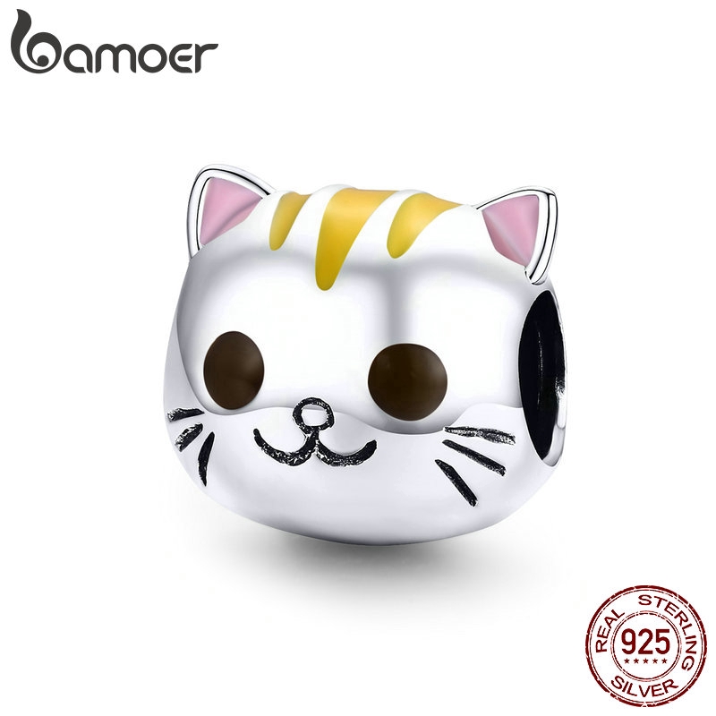 Bamoer Vòng Tay Hạt Charm Mèo Bằng Bạc S925 Tráng Men Quà Tặng Cho Nữ