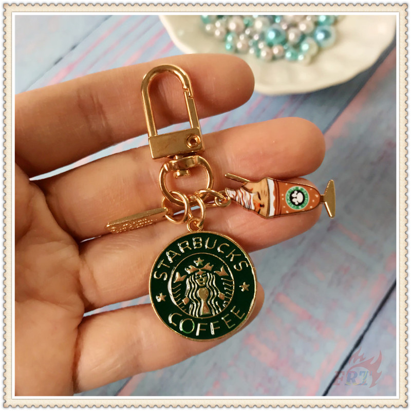 Móc khóa họa tiết cà phê Starbuck bằng kim loại độc đáo