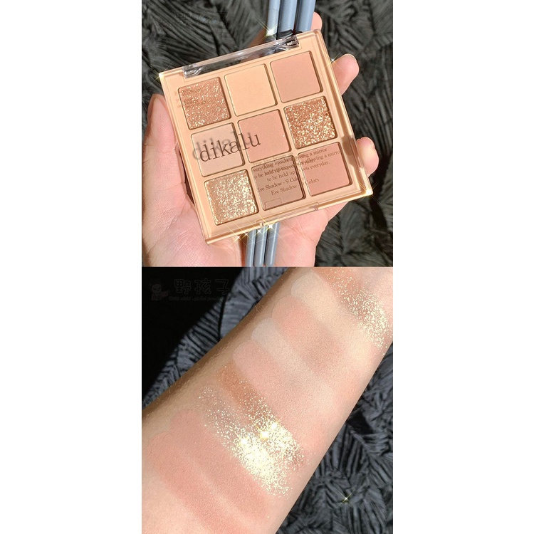 Bảng Phấn Mắt DIKALU Chín Màu Ngọc Trai Lì Tự Nhiên Lâu Trôi