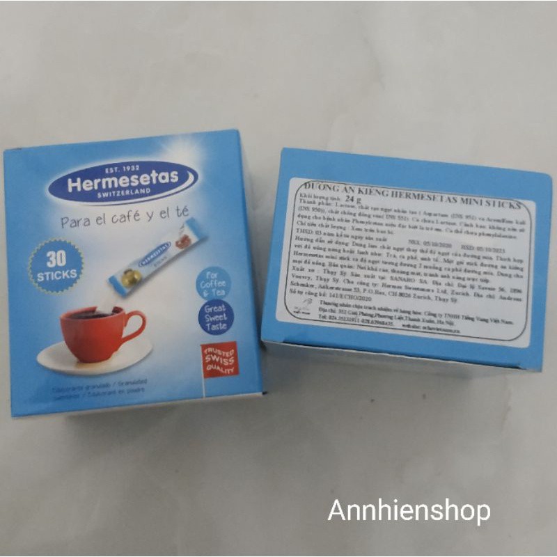 Đường ăn kiêng Hermesetas hộp giấy 30 stick 24g