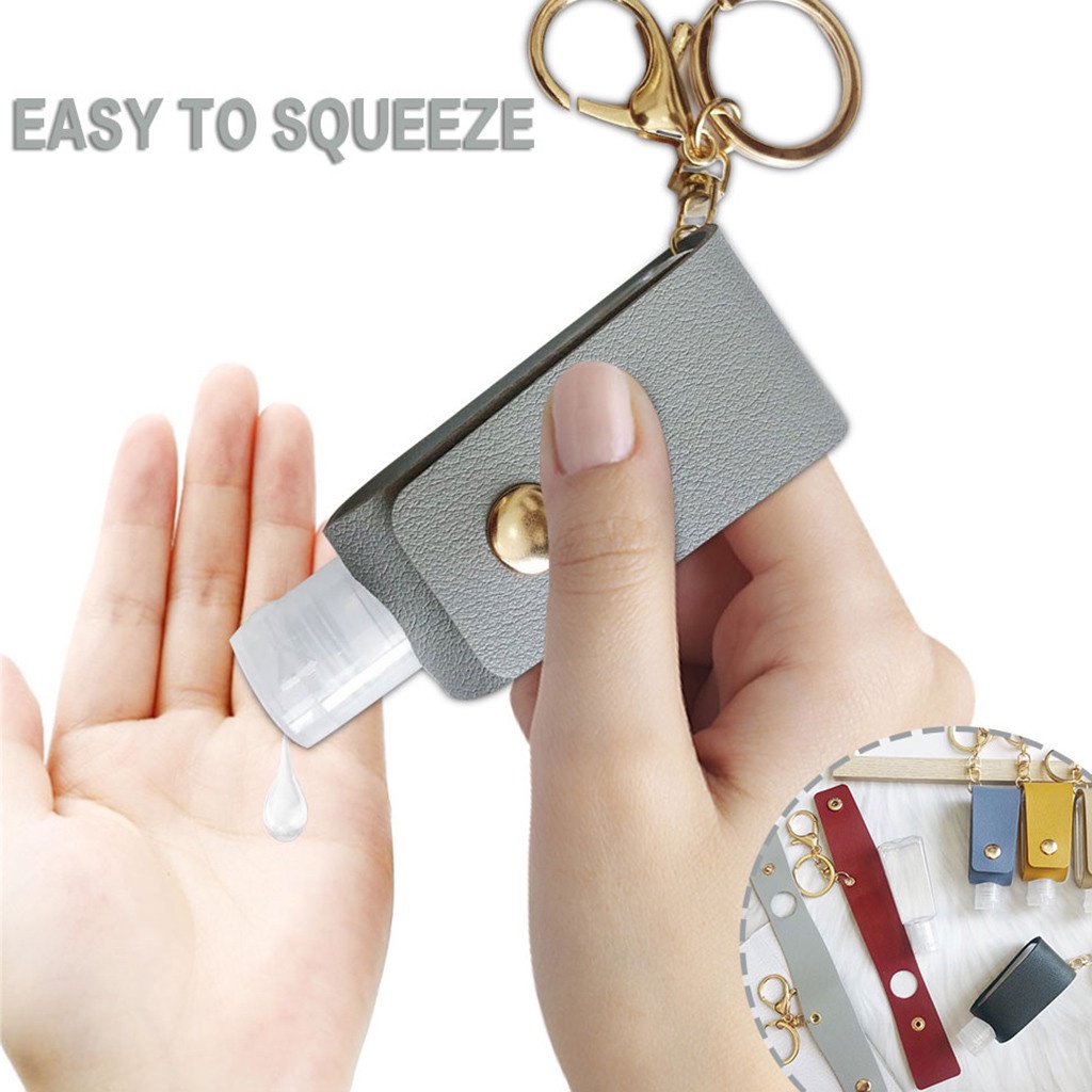30ml Mini Silicone Hand Sanitizer Bottle Leather Holder with Dispenser Containers Spray Bottle