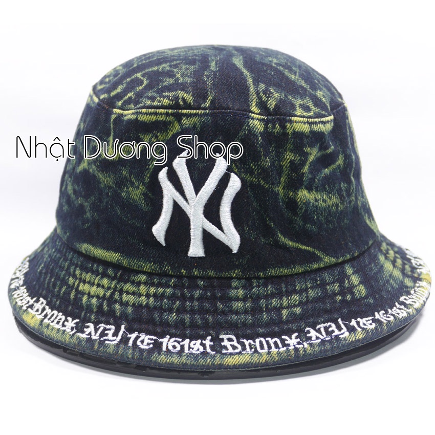 Nón bucket jean loang cá tính thêu chữ NY - Chất liệu vải Jeans oát mềm thích hợp cho nam và nữ