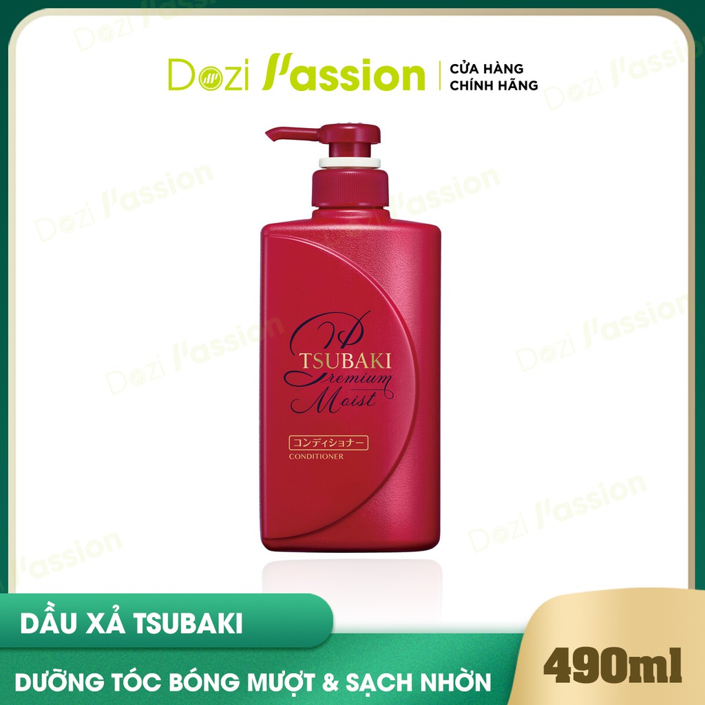 Dầu xả Tsubaki Phục Hồi, Dưỡng Tóc Suôn Mềm Bóng Mượt Màu Đỏ - Tsubaki Premium Moist (490ml/chai)