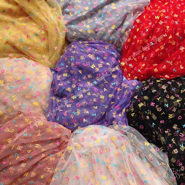 VẢI LƯỚI BẢNG CHỮ CÁI CUTE