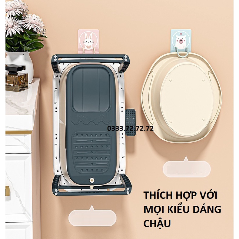 Móc Dán Tường Treo Chậu, Thau , Thớt, Đồ dùng phòng tắm, Nhà bếp - Inox thép không gỉ keo dính siêu chắc