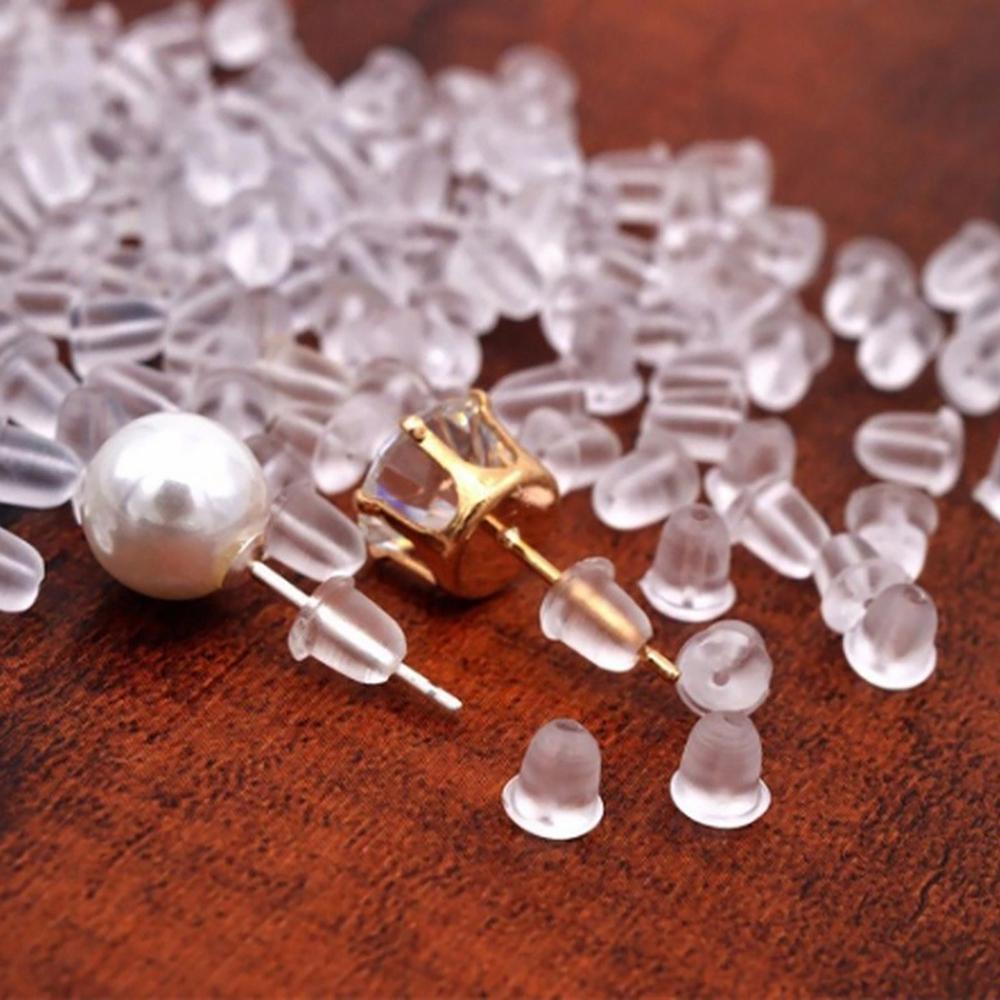 Set 100 / 50 Đôi Bông Tai Bằng Silicone Bạc Sterling|Trang Sức Mạ Bạc 9255 9255|Bông Tai Chất Liệu Cotton Cao Cấp Thời Trang