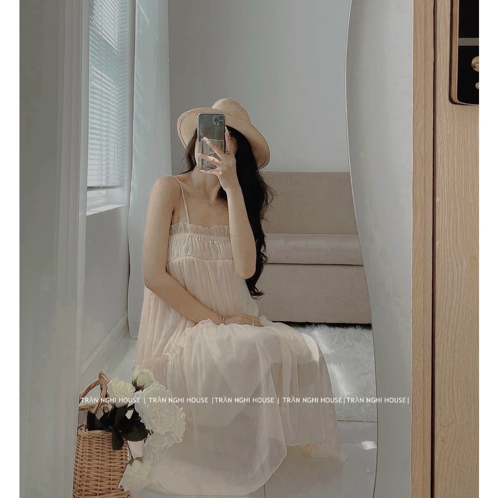 Đầm maxi nude voan tơ VIBED