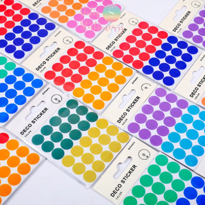 [MIX MÀU] Sticker chấm tròn/ sao cơ bản nhiều màu sắc và kích cỡ dễ lựa chọn (6 tờ/ tệp)