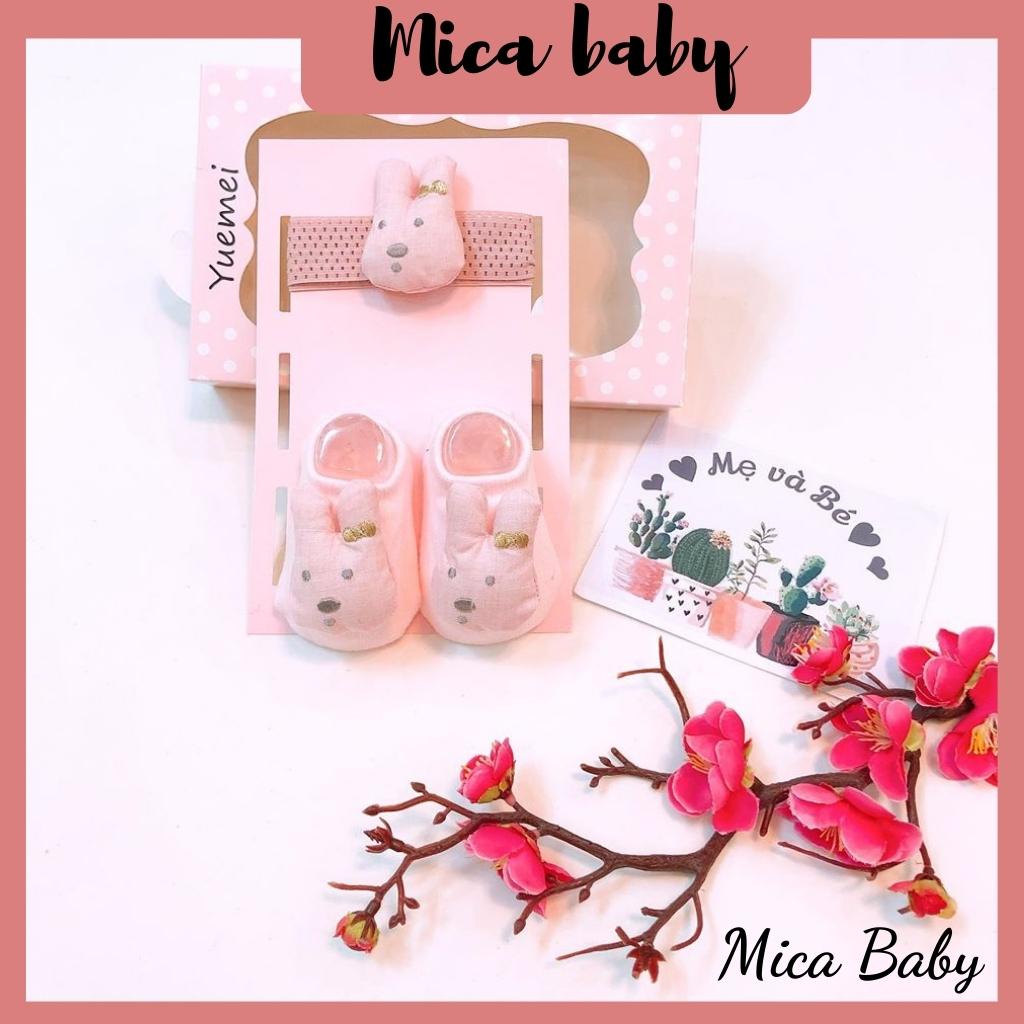 Set tất kèm băng đô hình thú cho bé từ 0-1 tuổi Mica baby