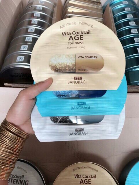 MẶT NẠ LÁ NGUYÊN KHỐI DƯỠNG TRẮNG CHỐNG LÃO HÓA BANOBAGI VITA COCKTAIL FOIL MASK (30ml) hộp thiếc bản limited