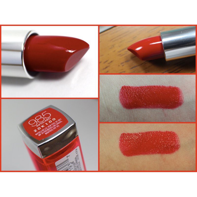 Son môi Maybelline Cream Matte Liptick 985 Infra Red - màu đỏ