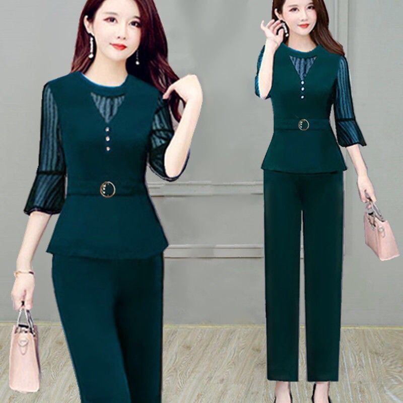 Bộ Đồ Hai Mảnh Dáng Ôm Cỡ Lớn Thời Trang Xuân Hè Phong Cách Hàn Quốc Cho Nữ