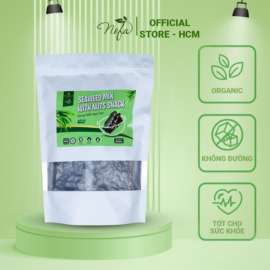 Rong biển kẹp hạt dinh dưỡng - Nofa - Thơm ngon giòn rụm, snack rong biển 300g