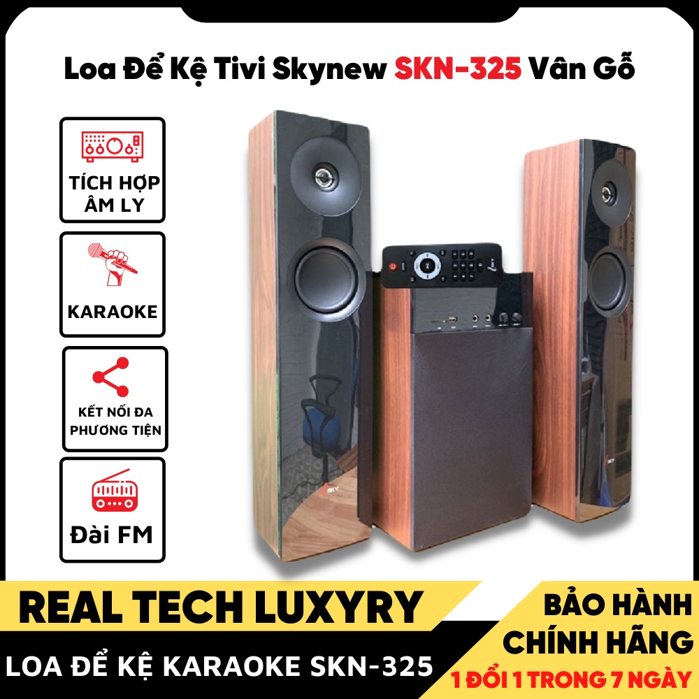 Loa Bluetooth Karaoke Để Kệ Tivi Skynew SKN-325 Vân Gỗ - Tích Hợp Âm Ly , Siêu Trầm , Kết Nối Tivi , điện thoại , ipad