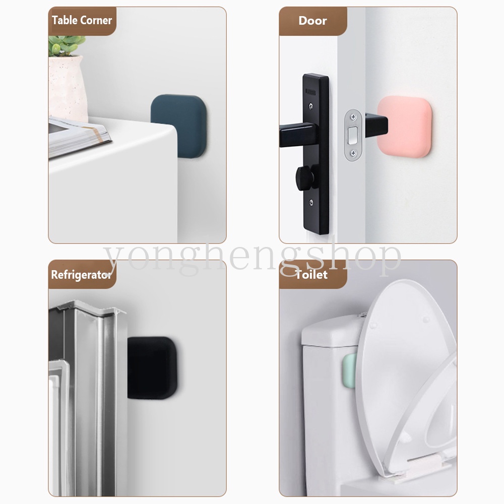 Miếng Chặn Cửa Chống Va Đập Bằng Silicone Hình Tròn/Vuông Tự Dính