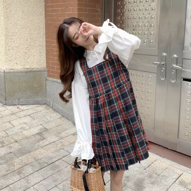 Set váy kẻ ulzzang xinh yêu | BigBuy360 - bigbuy360.vn
