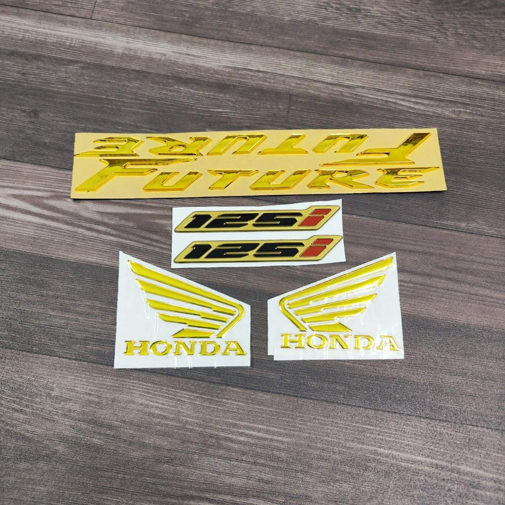 TEM DÁN XE CHỮ FUTURE NHỰA XI NỔI KẾT HỢP CÁNH CHIM HONDA VÀNG, TEM CHỮ SỐ 125i NHƯ TEM ZIN HÃNG KEO CỰC DÍNH