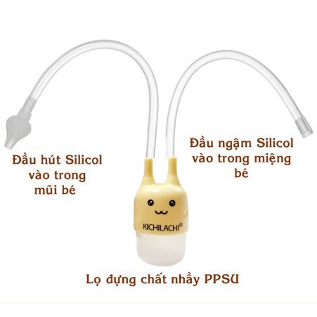 Dây hút mũi silicon siêu mềm KICHILACHI không BPA độc hại, dây hút vệ sinh mũi sạch sẽ không gây đau cho bé