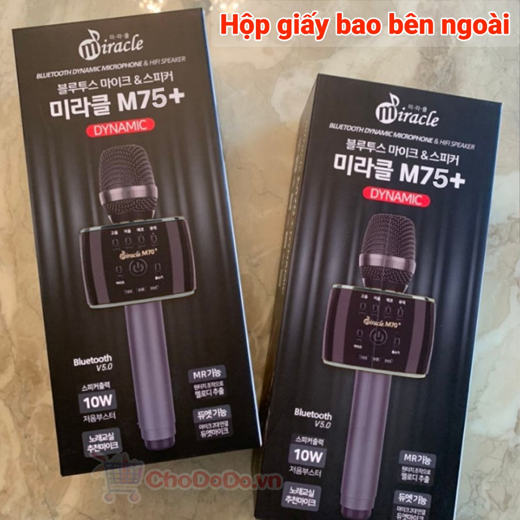 Micro Karaoke Bluetooth Miracle M75+ Hàn Quốc - Bản nâng cấp của Mic Magicsing MP30 - Cực Hay Kèm Quà Tặng Khuyến Mãi