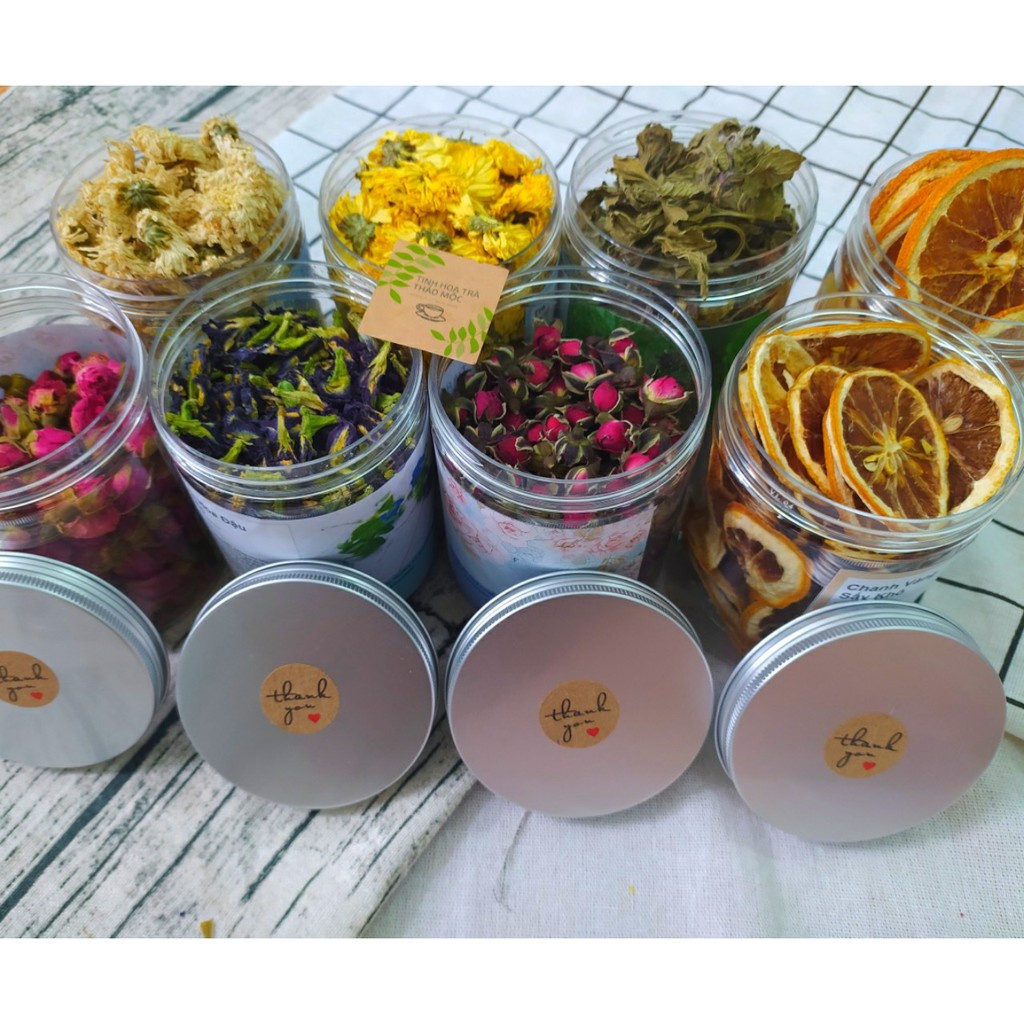 ( ảnh thật ) lọ hoa 500 ml các loại hoa khô sấy lạnh tự nhiên _ tinhhoatrathaomoc