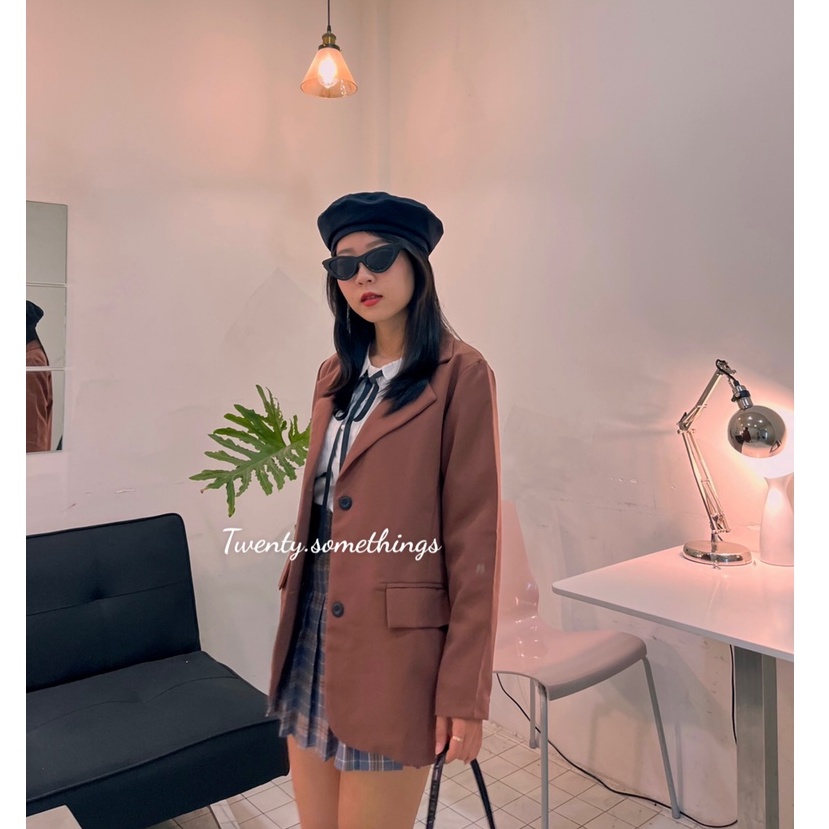 Áo Blazer Nâu Đất 2 Lớp (ảnh thật/sẵn/video)