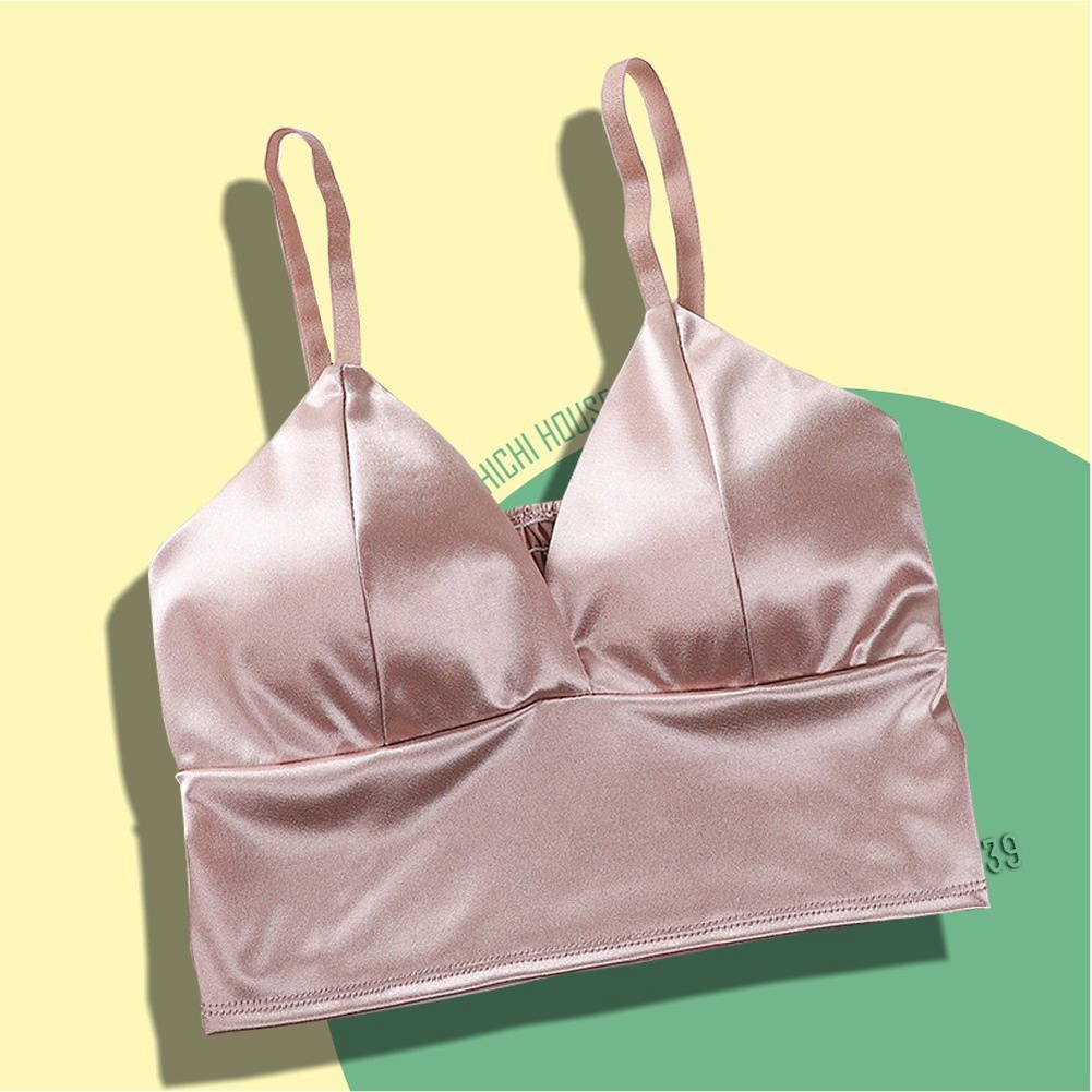 Áo Bra Nữ Satin Phi Bóng Bảng To Lưng Nhún,  Áo Ngực Không Gọng Trang Nhã Dễ Mặc Nâng Ngực Nhẹ Tự Nhiên - 3313