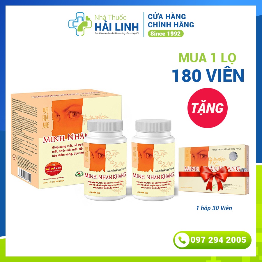 Minh Nhãn Khang ⚡Mua 1 tặng 1⚡Hộp 180 viên giúp đôi mắt luôn sáng và ngăn ngừa bệnh lý về mắt
