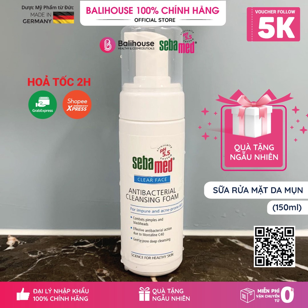 Sữa rửa mặt tạo bọt giảm mụn Sebamed Clear Face pH5.5