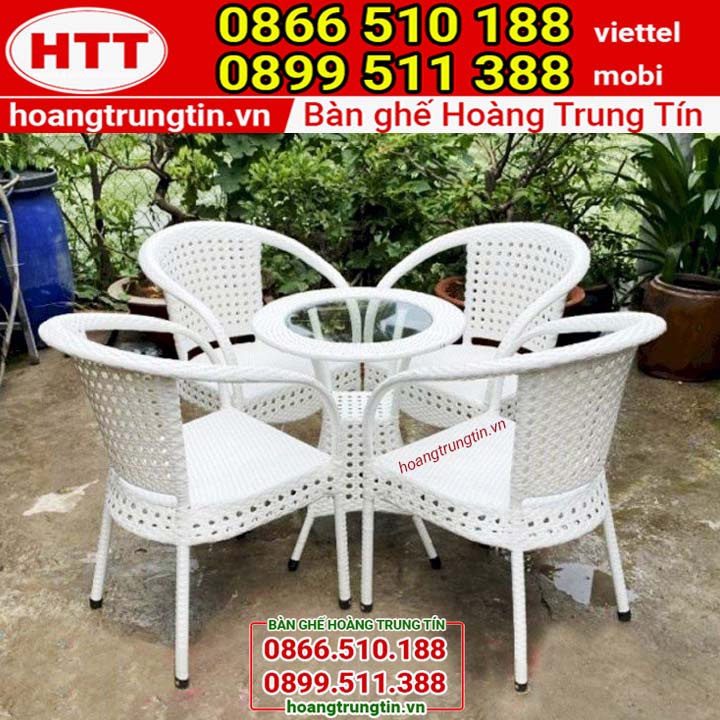 bàn ghế ngoài trời nhựa giả mây đẹp bền - xưởng sản xuất Hoàng Trung Tín.vn