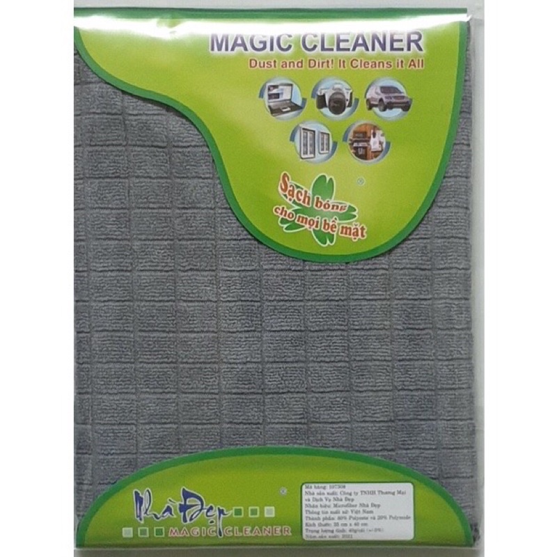 Khăn lau ô tô, khăn lau đa năng chất liệu Microfiber NDF 35x40 màu xám