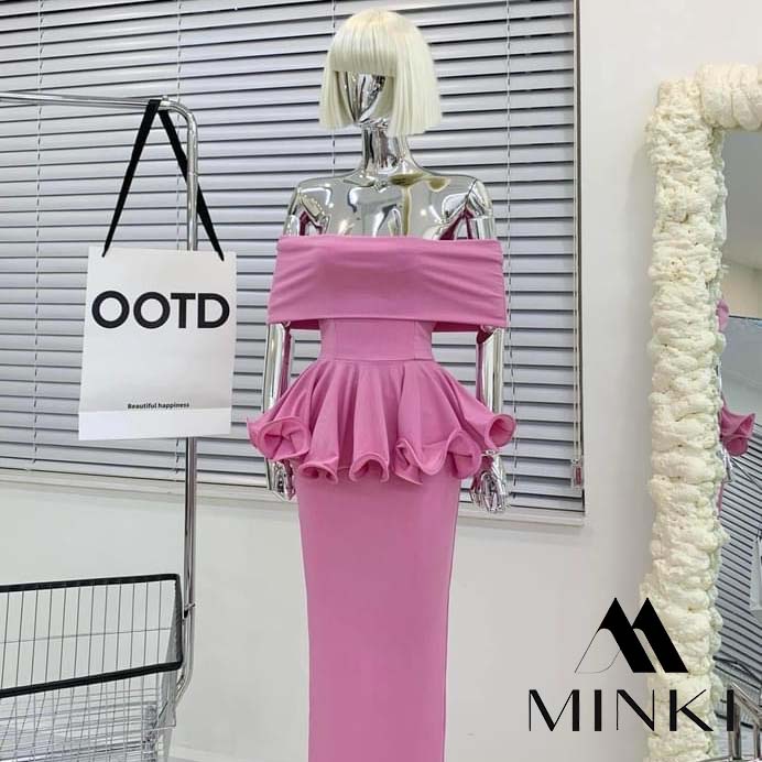 SET HỒNG SEN TRỄ VAI CHÂN ZIP DÀI SIÊU HOT - CHẤT LIỆU CAO CẤP - MÀU HỒNG BÁNH BÈO