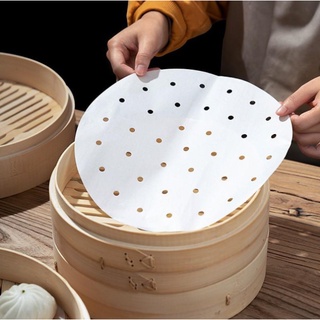Giấy nến tròn đục lỗ - xấp 100 tờ dành cho nồi chiên không dầu, xửng hấp vệ sinh an toàn