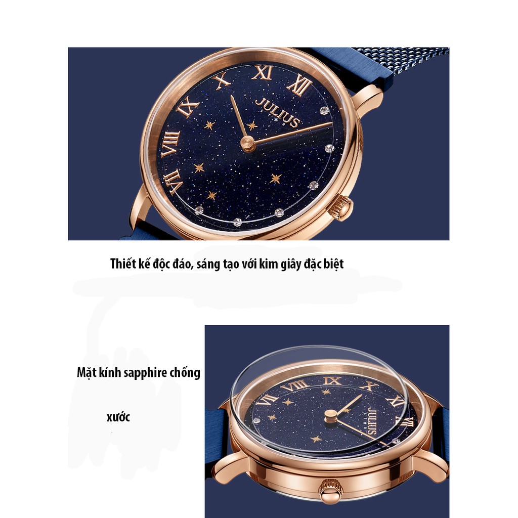 Đồng hồ nữ Julius Star Hàn Quốc JS-037 mặt kính sapphire dây nam châm