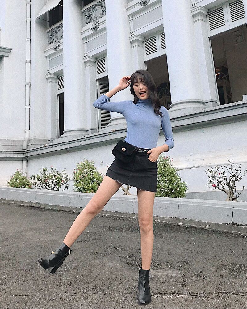 Áo thun len tay dài cổ lọ (Vàng/Xanh/Đen) - DAU90