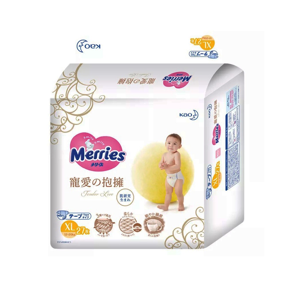 Bỉm Merries dán Tender Love size XL - 27 miếng