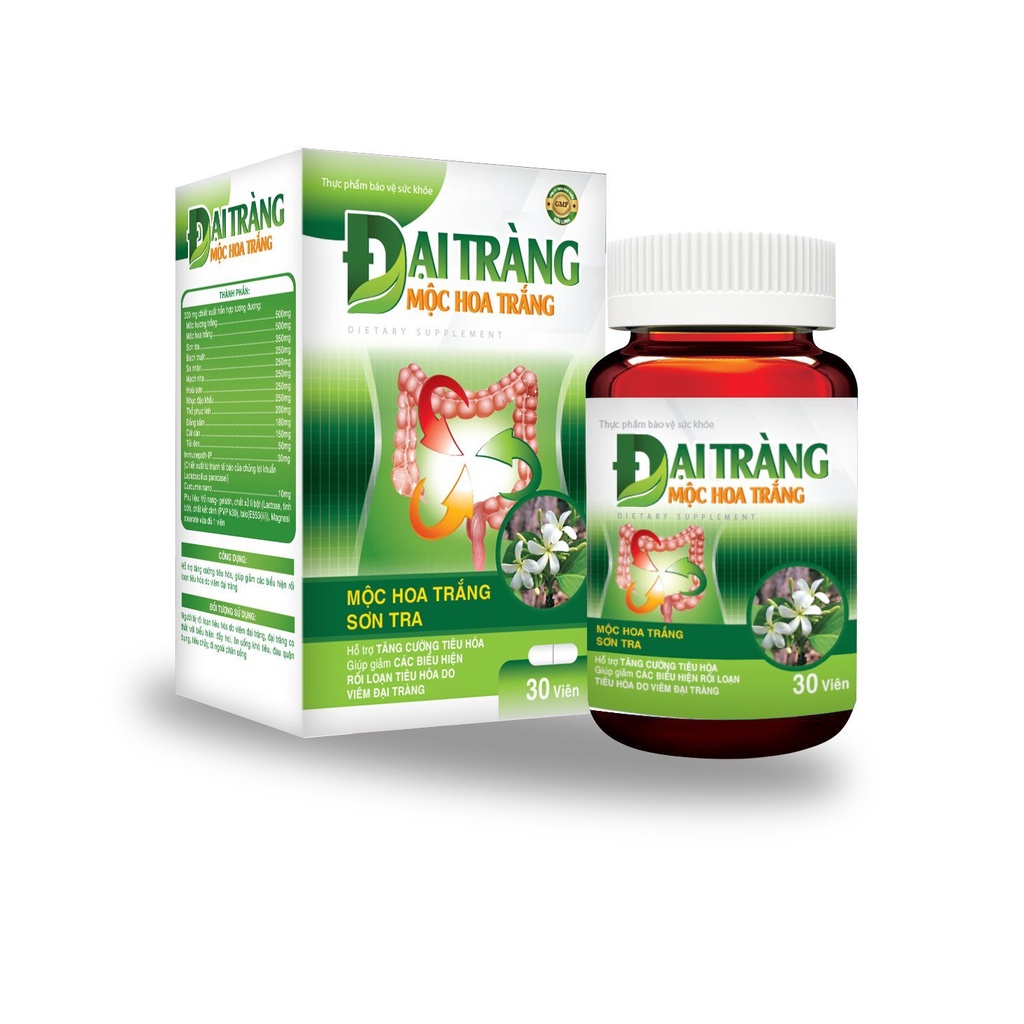 Viên Uống Đại Tràng Mộc Hoa Trắng Sơn Trà- hỗ trợ làm giảm các triệu chứng viêm đại tràng, rối loạn tiêu hóa