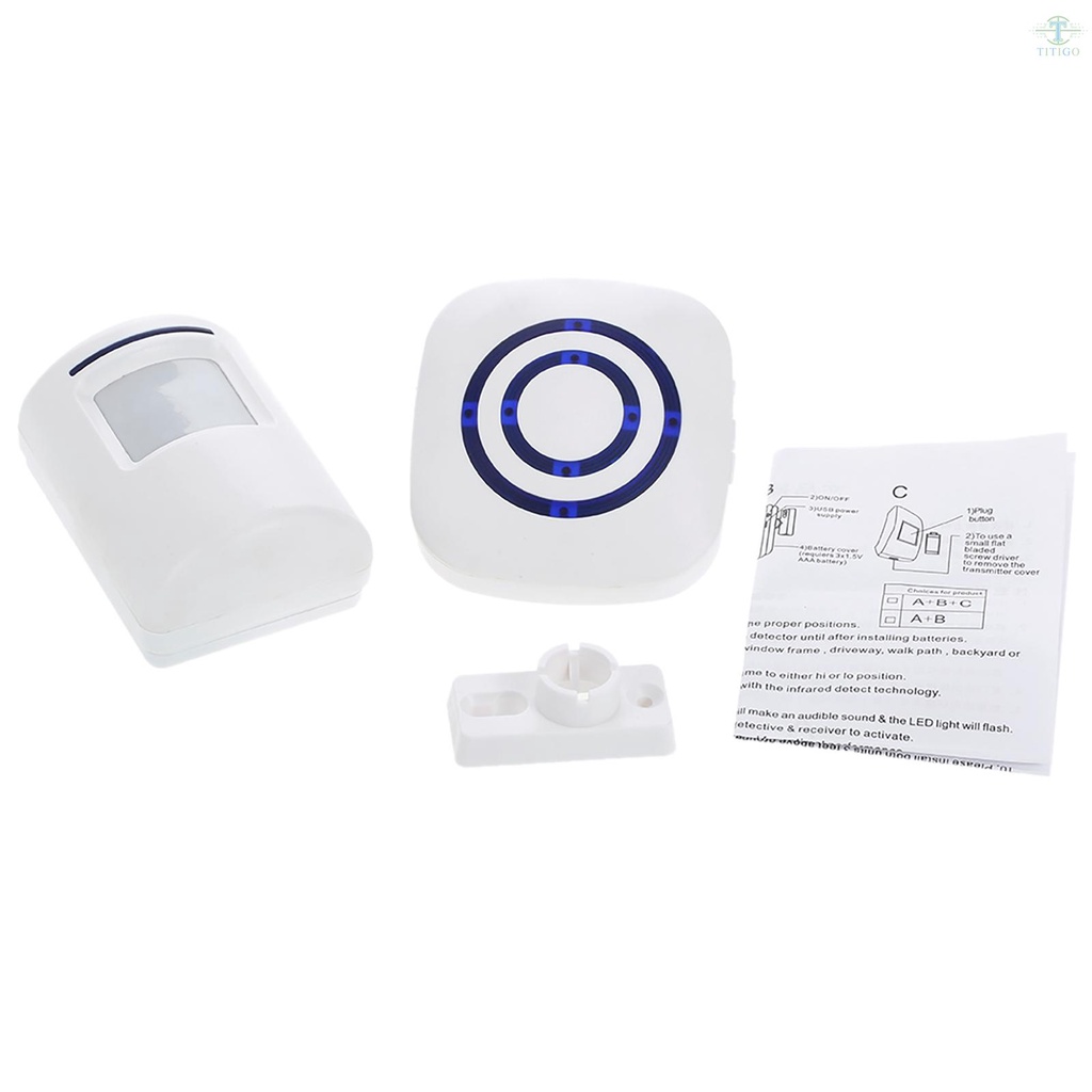 Wireless PIR Motion Sensor Doorbell 38 Chimes Volume Adjustment Long Transmission Range