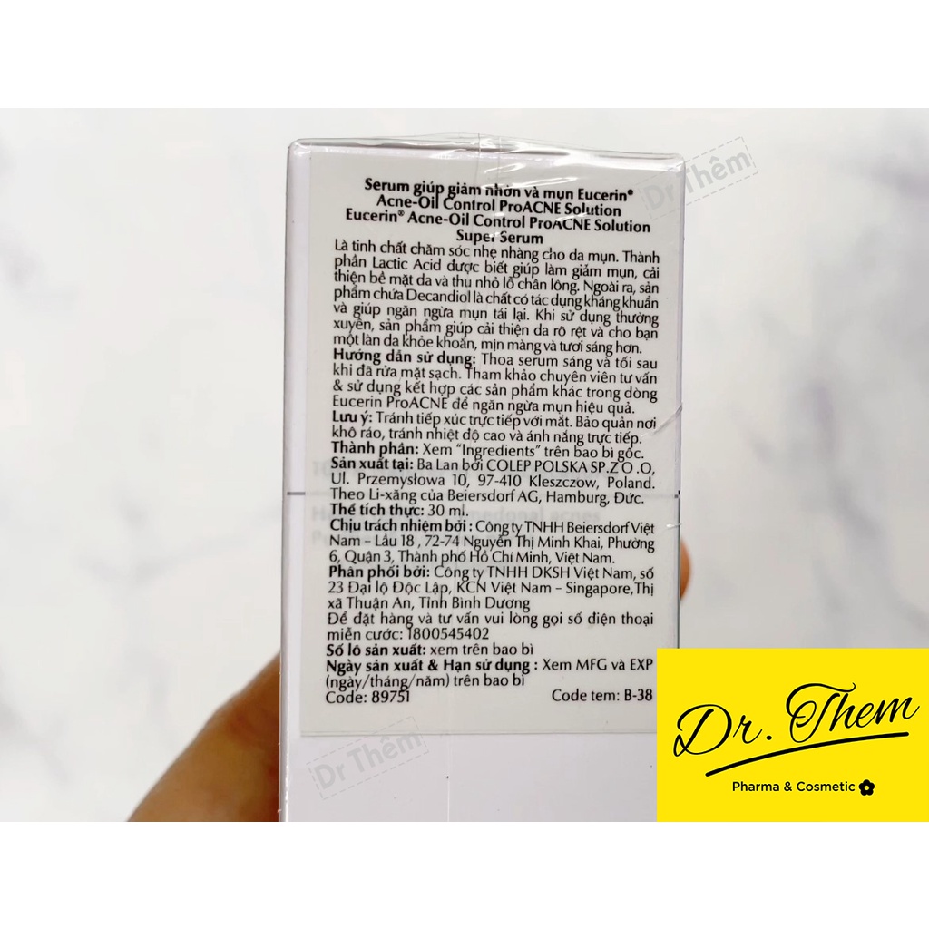 ✅[CHÍNH HÃNG] Serum Giảm Mụn Eucerin Pro Acne Solution Super Serum 30ml, Mờ Sẹo Giảm Nhờn Tinh Chất  Proacne Oil Control