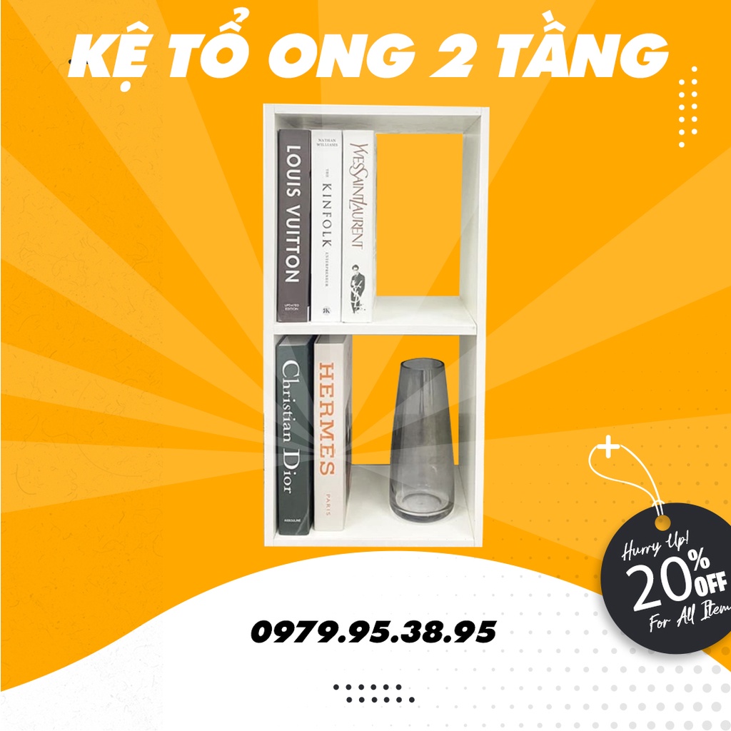 Kệ gỗ tổ ong 2 tầng mang thiết kế Châu Âu sang trọng chất gỗ MDF dày 12mm dễ lắp ráp Kích thước 60x30x20cm