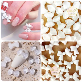 charm nail nơ trắng- charm đính móng 117