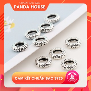Charm bạc s925 hình tròn họa tiết vân mây (charm chặn) size 8*2.5mm - Panda House